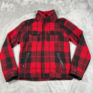 Joyrich Jacket Mens XL Red Black‎ Buffalo Plaid Full Zip Flannel Hunting